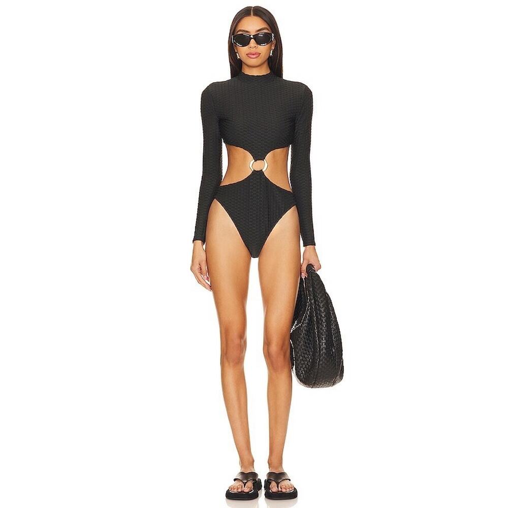 GIGI C Jordan Black Surf Suit Swim Boho Resort Beach Vacation S ($275) NWOT